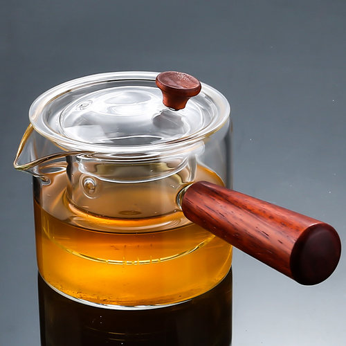 玻璃公道杯茶滤一体茶漏套装侧把分茶器茶具泡茶壶煮茶耐热茶海 - 图0
