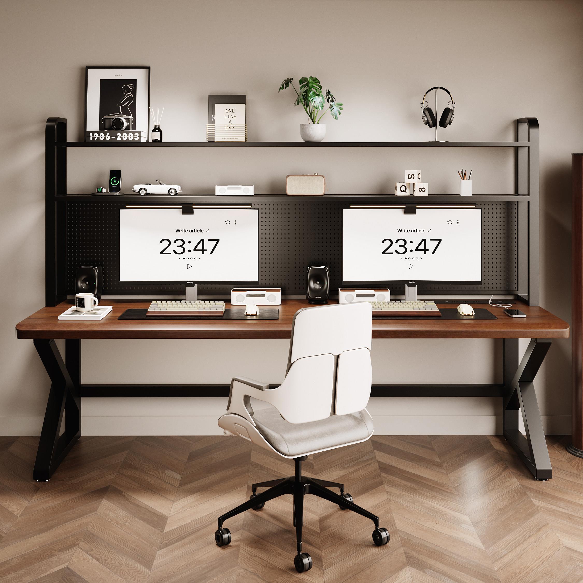 Desktop hole plate iron art storage rack table bookshelf home student storage computer desk vertical multi-layer organizing rack