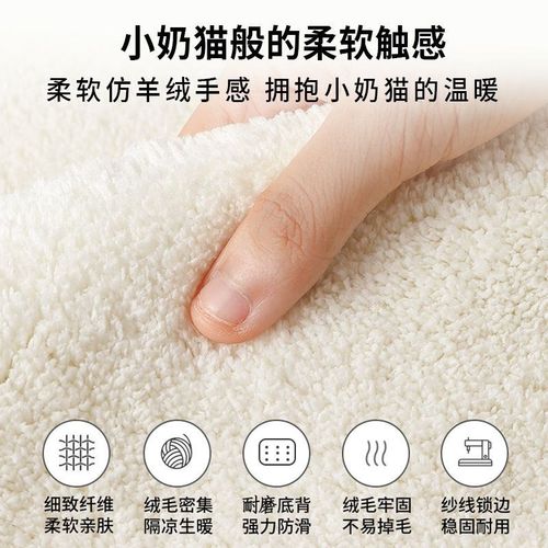 侘寂风卧室仿羊绒床边地毯美拉德加厚房间床前地垫吸水防滑毛绒垫 - 图3