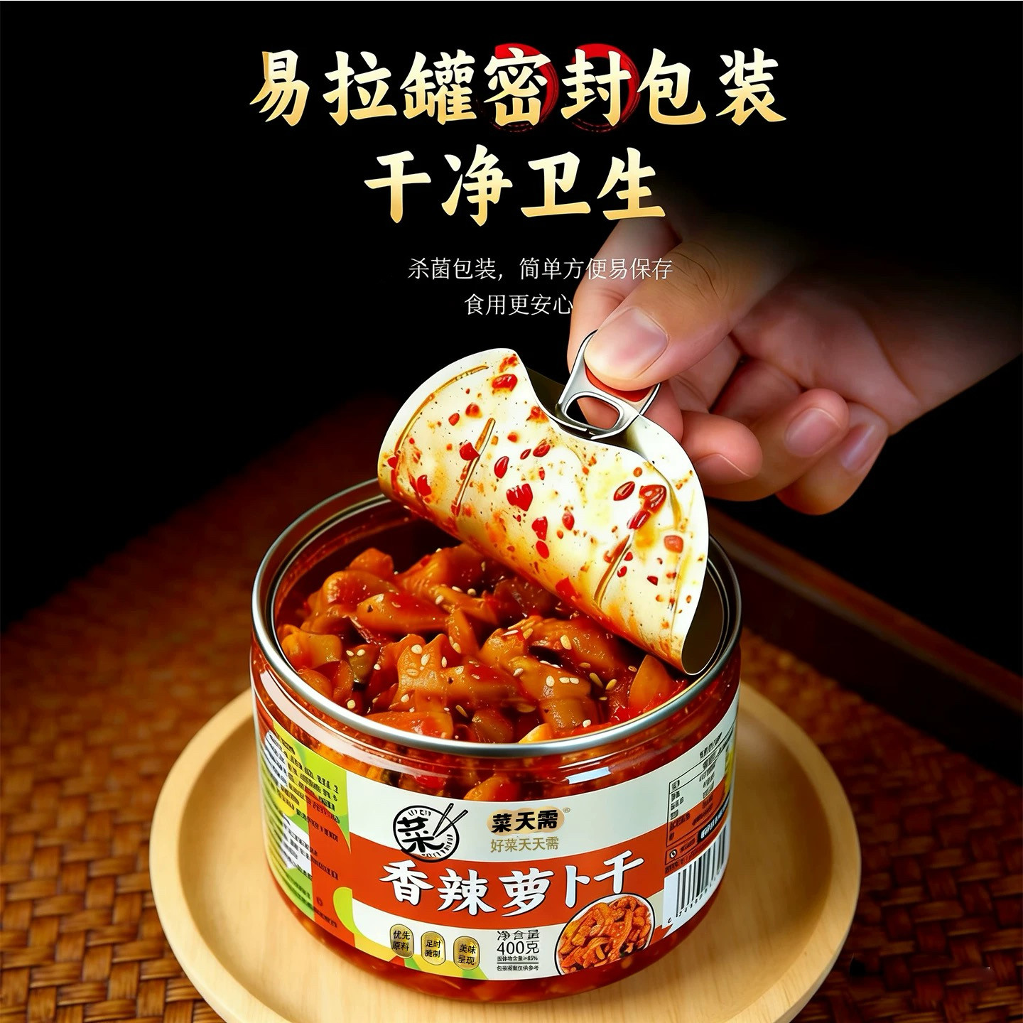 菜天需下饭菜香辣萝卜干开胃菜酸辣萝卜干罐装既食大瓶装爽脆酱菜