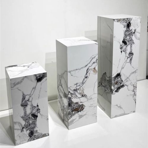 简约岩板花架大理石摆件客厅装饰底座酒店会所装饰样板间 - 图3