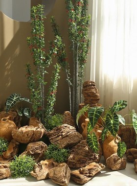 仿真黄色玻璃钢石头不规则千层石造景橱窗户外园林越野景观假石