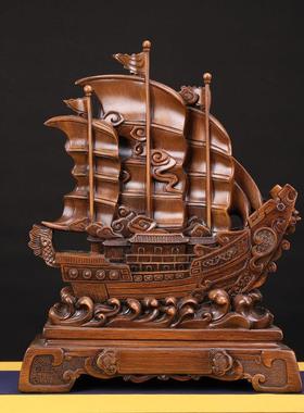 一帆风顺帆船龙船摆件家居客厅酒柜前台装饰品办公室商务开业礼品