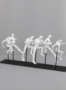 北欧创意复古奔跑人物雕塑摆件客厅卧室玄关书房样板房家居装饰品