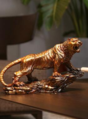 黄铜老虎摆件生肖虎办公室家居室内上山虎桌面工艺礼品摆设