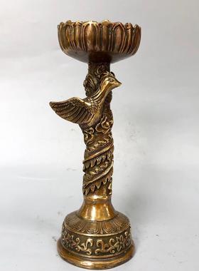 仿古黄铜龙凤蜡台一对龙凤烛台龙凤对蜡烛台家居供奉摆台