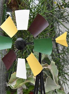 户外花园景观小品装饰旋转铁艺风车花架工艺品摆件庭院幼儿园造景