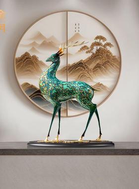 铜金岁月九色鹿铜工艺品摆件敦煌大漆工艺彩绘福鹿办公室开业礼品