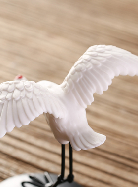 仿真仙鹤摆件丹顶鹤陶瓷动物创意客厅流水假山水池景观造景装饰品