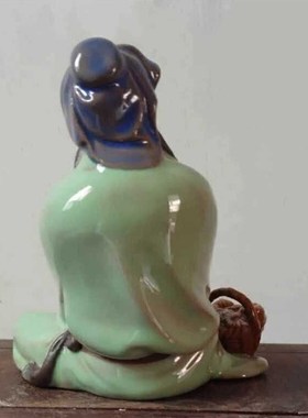 石湾陶瓷陶渊明盆景假山桌面客厅酒柜茶台创意装饰历史文人诗人