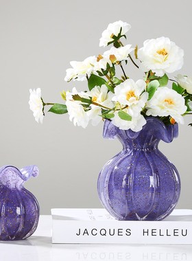 现代简约琉璃小花瓶摆件客厅样板间玄关别墅酒店餐桌插花花器装饰