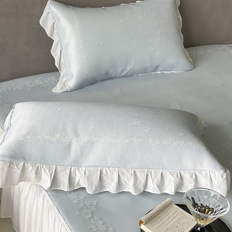 夏季A类抗菌冰丝凉席三件套蝴蝶可机洗凉感裸睡空调软席子床裙款,淘宝优惠券,粉丝福利购,淘宝优惠卷