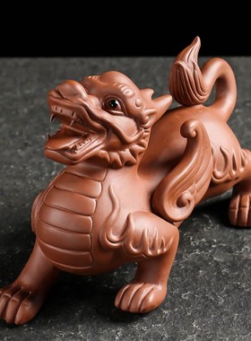 紫砂招财貔貅摆件家居饰品手工客厅办公室茶桌面礼品摆设茶宠茶玩