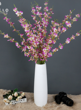 跳舞兰造景会所客厅装饰花插花干草干花婚花假花仿真花花瓶套装