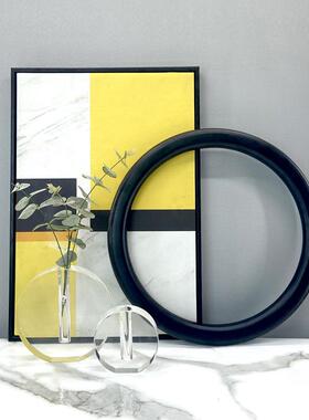 现代简约北欧极简创意几何圆圈摆件样板房售楼处软装饰品圆环摆设