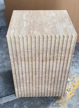 天然米洞石大理石底座创意波浪造型雕塑台摆件底座装饰柱高端定制