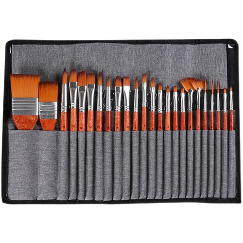 尼龙油画笔套装水彩笔刷圆头平头水粉笔专业美术绘画丙烯排笔毛刷 - 图3