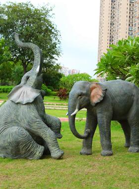 户外仿真大象玻璃钢雕塑标本公园林草地景观大型动物模型装饰摆件