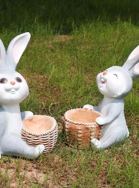 仿真兔子摆件户外花园幼儿园林别墅庭院小院子装饰树脂雕塑工艺品