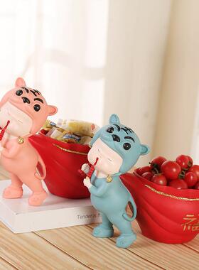 新款虎娃收纳摆件玄关客厅家门口放钥匙家居树脂装饰品