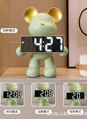 创意暴力熊时钟摆件玄关电视柜装饰品客厅酒柜家居饰品工艺品