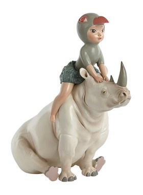 贾晓鸥可米生活白夜童话珍珠犀牛伙伴摆件客厅玄关艺术品装饰雕塑