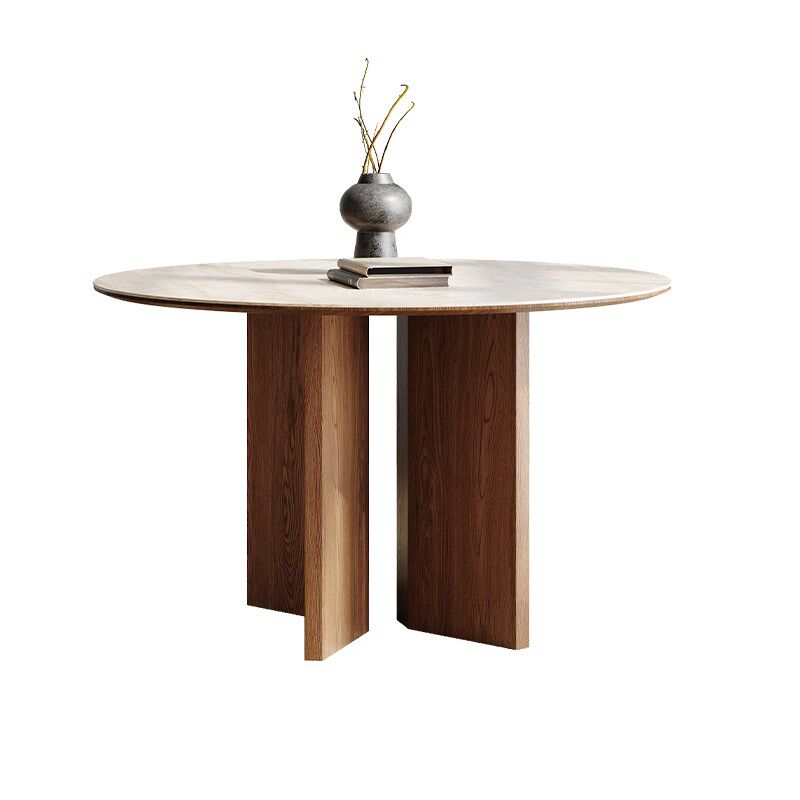 暮奢法式复古风实木洞石岩板餐桌椅组合小户型家用设计师圆餐桌,淘宝优惠券,粉丝福利购,淘宝优惠卷