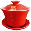 Suomei Home Wedding Products Change the Mouth and Chef Cup Set Two pairs of Heytea Cups Wedding Red Tea Set