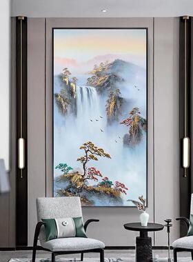 入户玄关装饰画画山水画画竖版风景自然挂画画客厅走廊过道迎客松