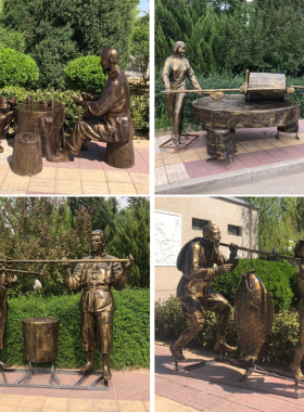 玻璃钢仿铜人物雕塑农耕文化名人胸像铸铜定制民俗小品铜人摆件