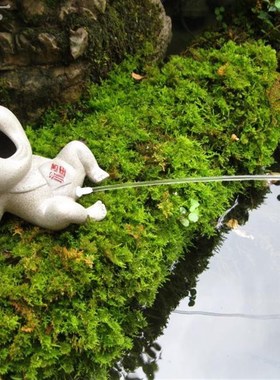 假山流水喷泉摆件水族鱼缸配件创意陶瓷撒尿福娃山水盆景家居造景