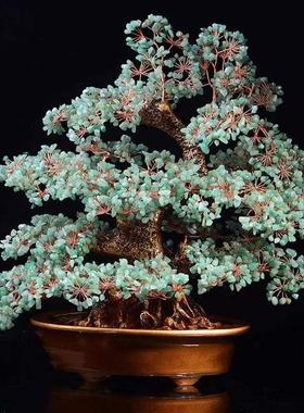 天然黄水晶加密招财树电视柜摆件橄榄紫粉客厅酒柜办公室开业礼品