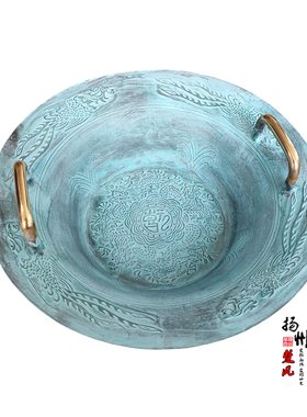 仿古青铜器龙洗盆婚庆铜盆跳水共振盆加厚鱼洗沃盥礼聚宝金盆洗手