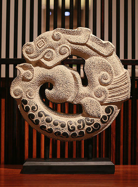 中式仿古家居饰品摆件客厅酒店茶楼会所玄关摆设飞龙转运复古龙壁