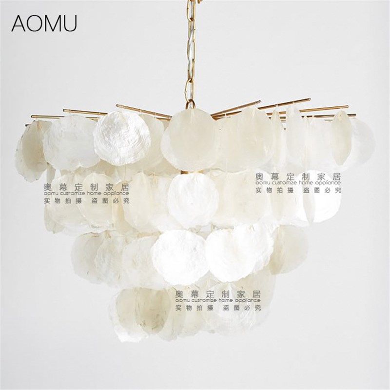 简单奢华卧室吊灯天然白色贝母浪漫珠帘圆形餐厅清新云母片吊灯,淘宝优惠券,粉丝福利购,淘宝优惠卷
