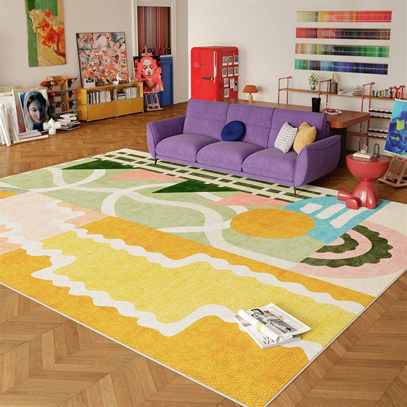 彩色多巴胺大面积全铺客厅地垫2025新款免洗可擦防滑沙发茶几地毯,淘宝优惠券,粉丝福利购,淘宝优惠卷
