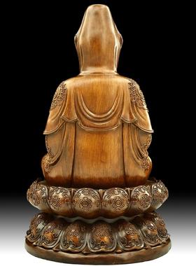 树脂仿木雕观音菩萨摆件家用佛像坐莲观世音客厅柜办公室开业礼品