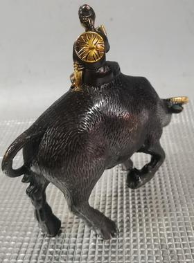 铜器装饰木孺子牛童子铜牛牛摆件骑骑牛家居牧童牧牛工艺品