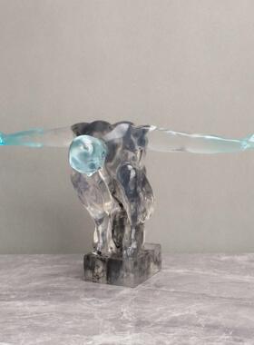 北欧树脂展翅人跳水运动员样板房书房客厅餐厅桌面玄关装饰品摆件