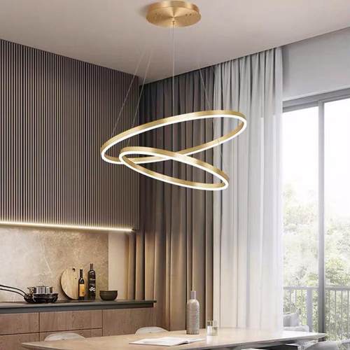 圆形吊灯客厅现代简约创意餐厅卧室铝材楼梯环形亚克力圈圈吊灯 - 图2