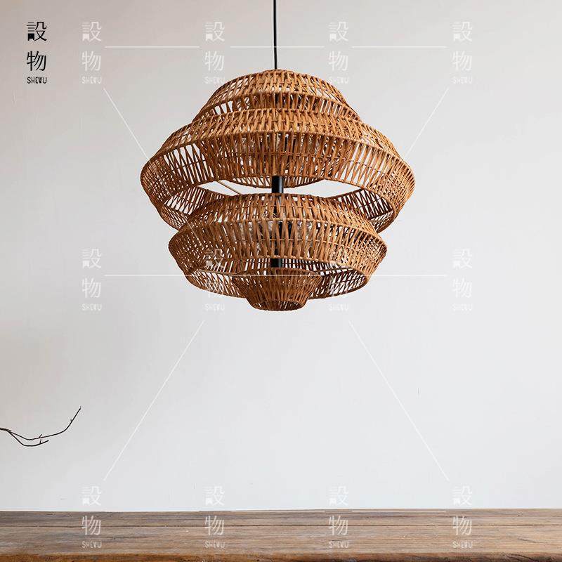 新中式餐厅吊灯酒店民宿客厅复古卧室茶室竹编藤侘寂风设计师禅意,淘宝优惠券,粉丝福利购,淘宝优惠卷