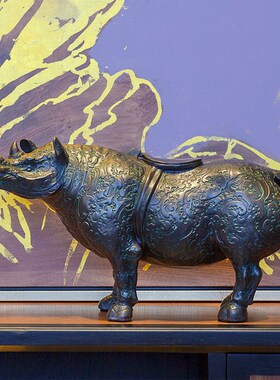 仿古青铜器犀牛樽摆件酒尊盛酒器家居客厅办公室装饰开业乔迁礼品