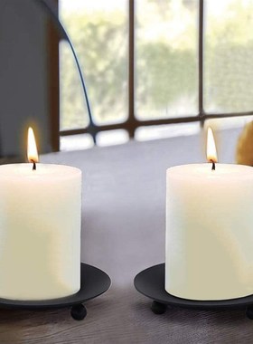 黑色圆盘烛台香薰蜡烛底座 铁艺蜡烛台托盘婚庆婚礼拍摄小道具