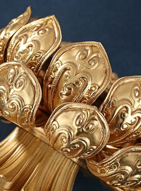 慧宝手摇底座莲花座铜制雕花家居用品创意办公室桌面小摆件