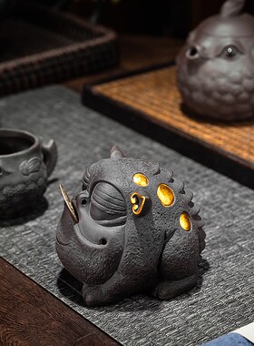 吞金兽茶几桌面摆件创意手工客厅办公室玄关家居装饰精品紫砂茶宠