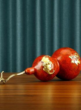 彩铜双福葫芦福禄葫芦摆件家居玄关客厅办公室乔迁贺寿开业礼品