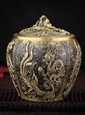 办公桌摆件黄铜茶叶罐