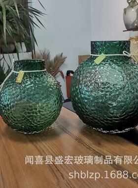 北欧现代简约球形新款小众诚信玻璃冰球花瓶摆件创意插花客厅大