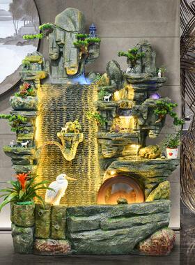 假山流水喷泉客厅玄关水景鱼池摆件大型落地办公室招财开业送礼品