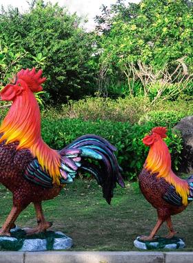 户外玻璃钢雕塑大公鸡母鸡模型农庄园林饭店动物装饰小品摆件